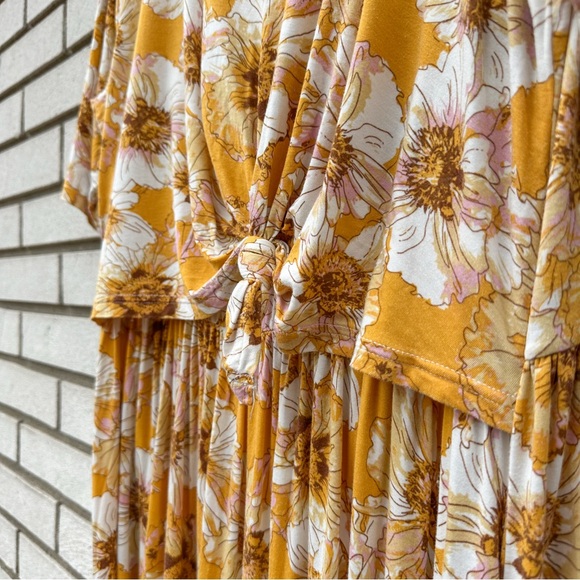 Latched Mama Floral Front Knot Nursing Maxi Dress Empire Waist Pockets 2X - Picture 5 of 10